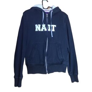 Bruzer NAIT black white zip-up long-sleeved hooded sweater COZY with thumb holes